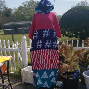 Colorful Maxi Dress with Hood